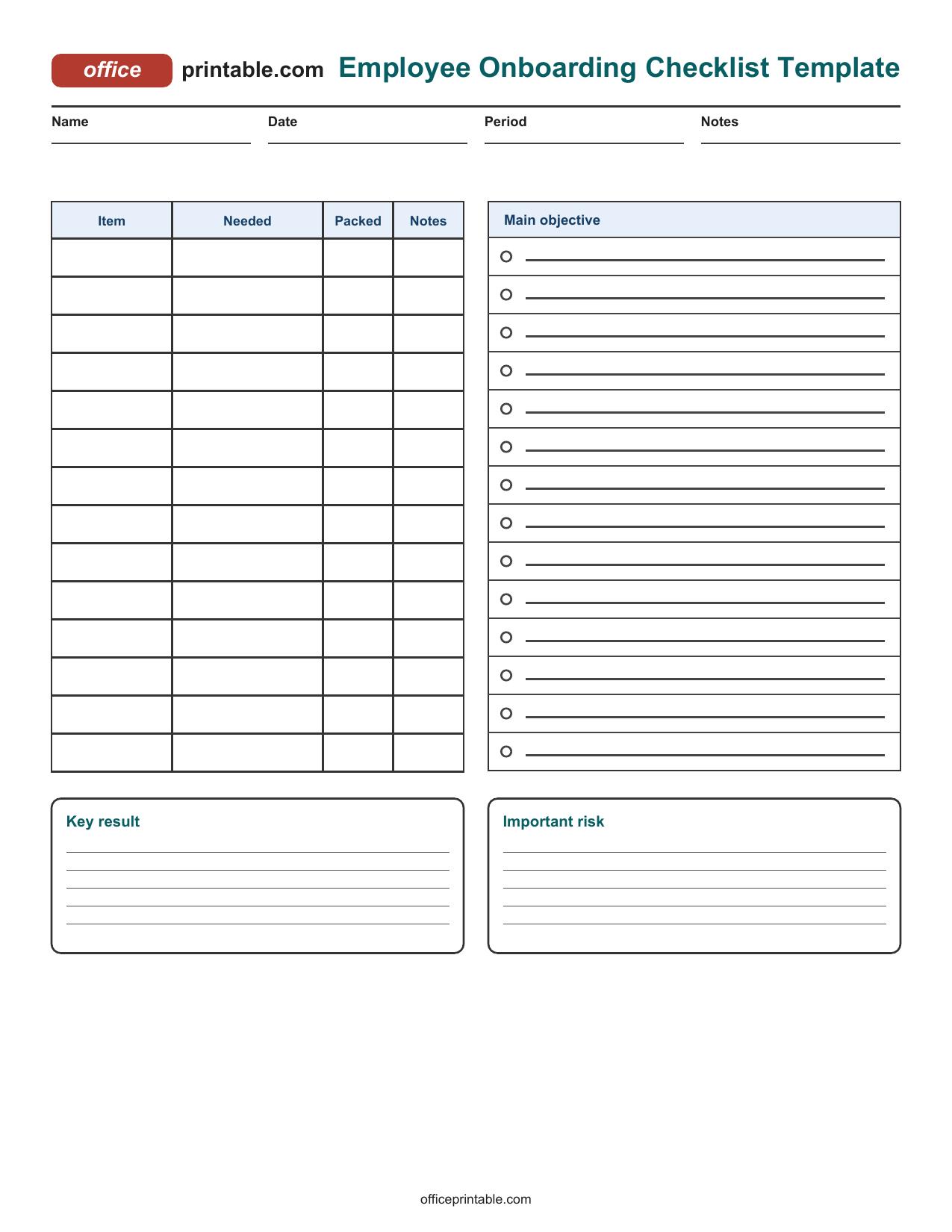 Preview of Employee Onboarding Checklist Template