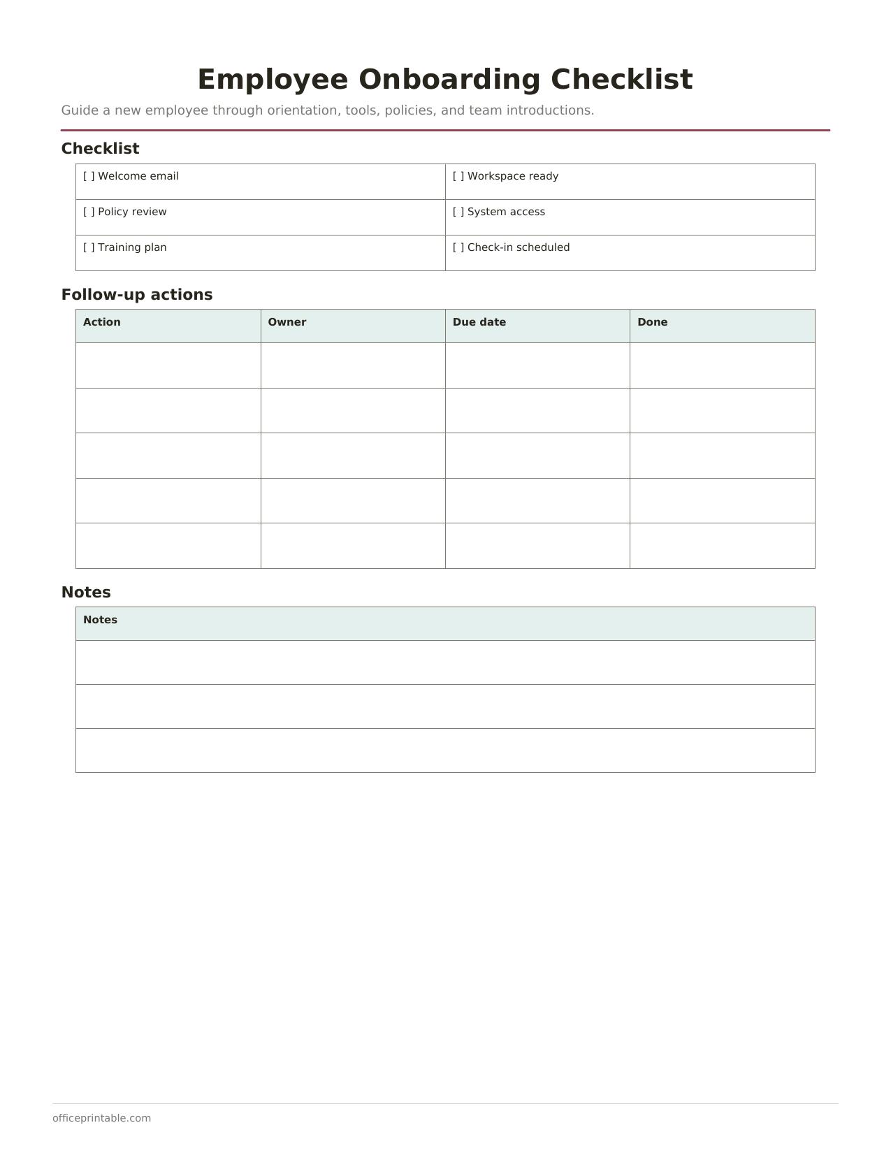 Preview of Employee Onboarding Checklist