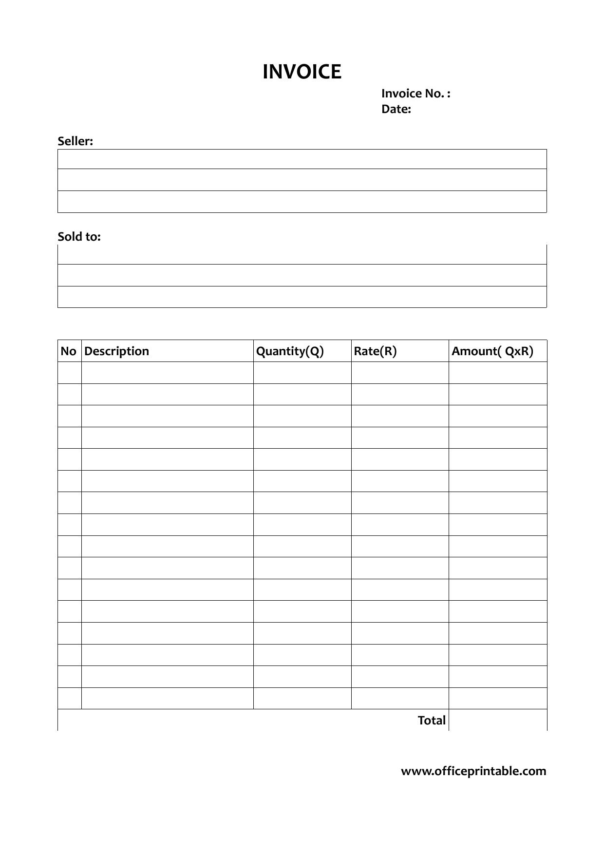 Preview of the Invoice Template 1 printable PDF