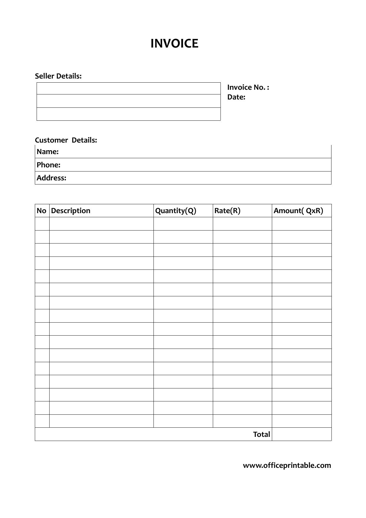 Preview of the Invoice Template 2 printable PDF