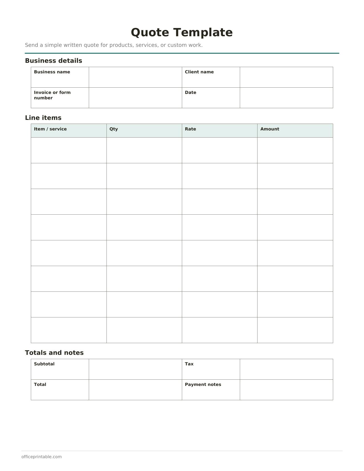 Preview of Quote Template